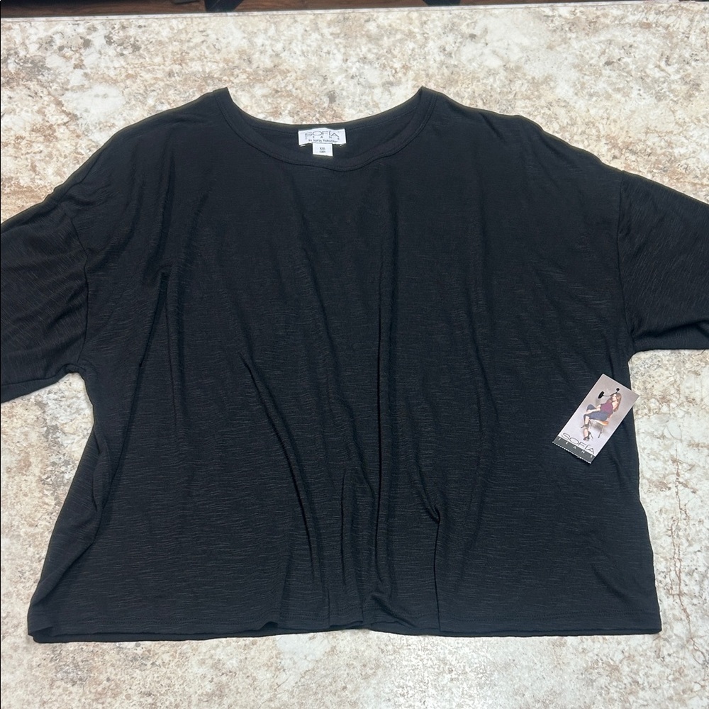 Sofia by Sofia Vergara Black Short Sleeve Tee